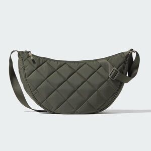 UNIQLO Quilted Round Shoulder Bag Olive Polyester EUC